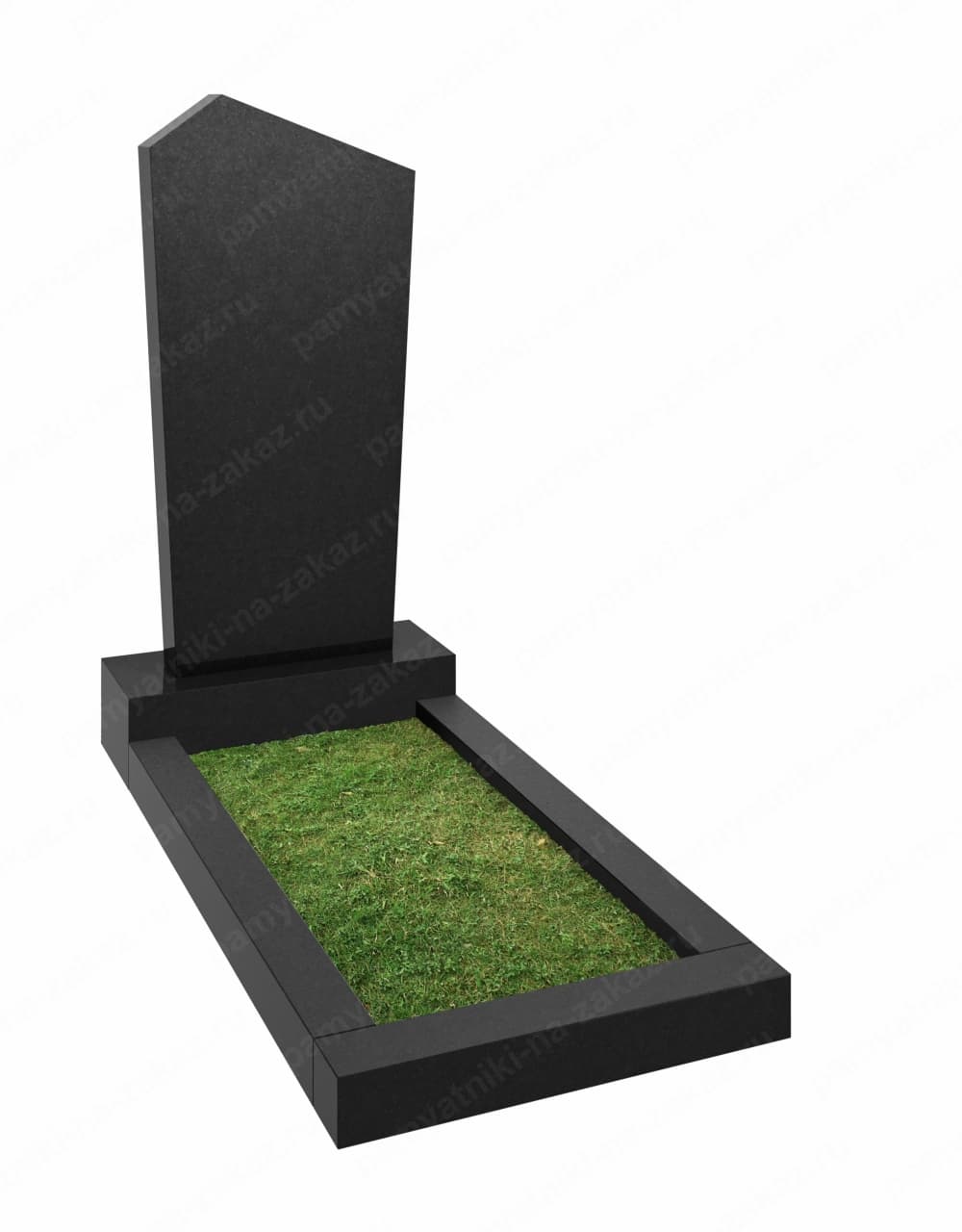 Купить памятник №11 из гранита со скошенной верхней линией. Изготовление под заказ, гравировка надписей и установка на кладбище.