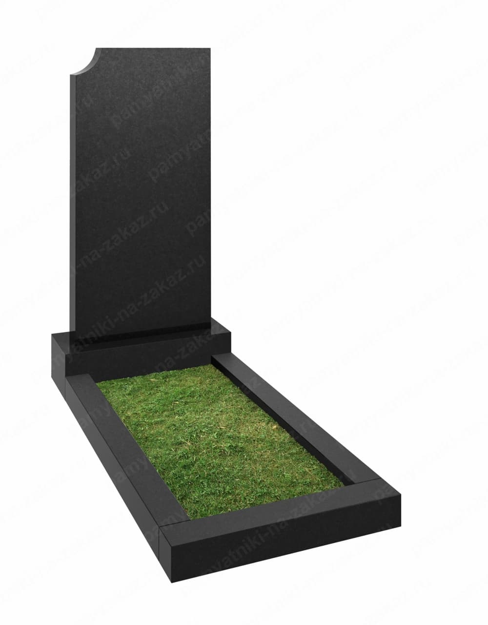 Купить гранитный памятник №12 с плавной верхней выемкой. Изготовление из натурального гранита, гравировка портрета и установка.