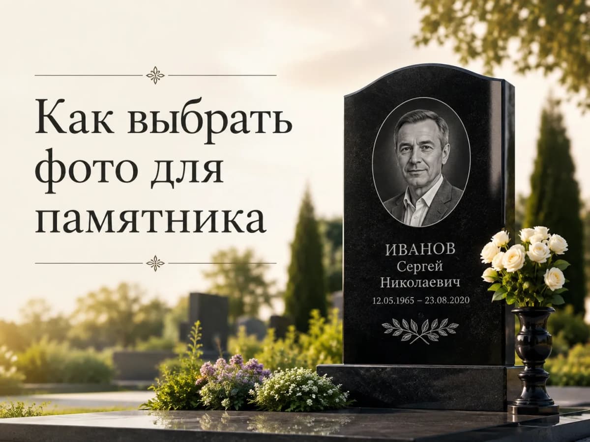 Фото на памятник на чёрном граните с портретной гравировкой
