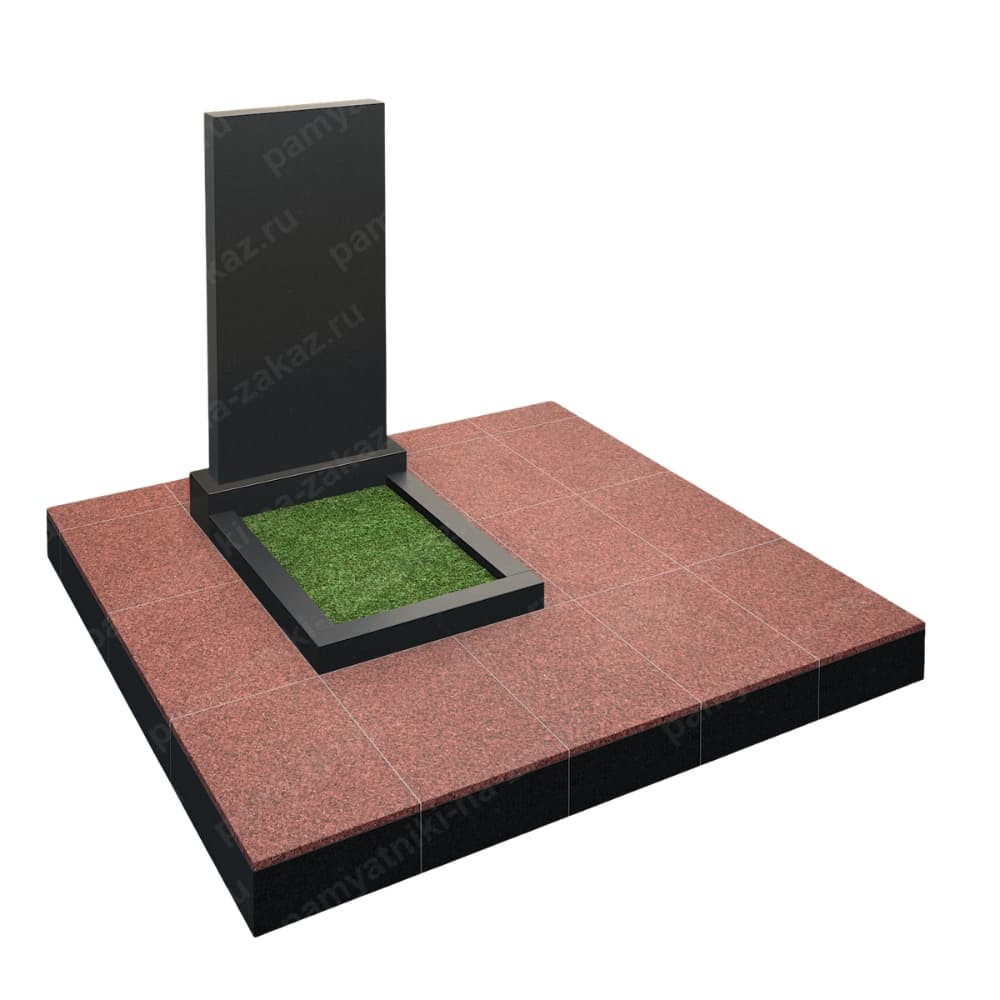 Мемориальный комплекс из розового гранита. Элегантный и светлый вариант оформления мемориального участка.