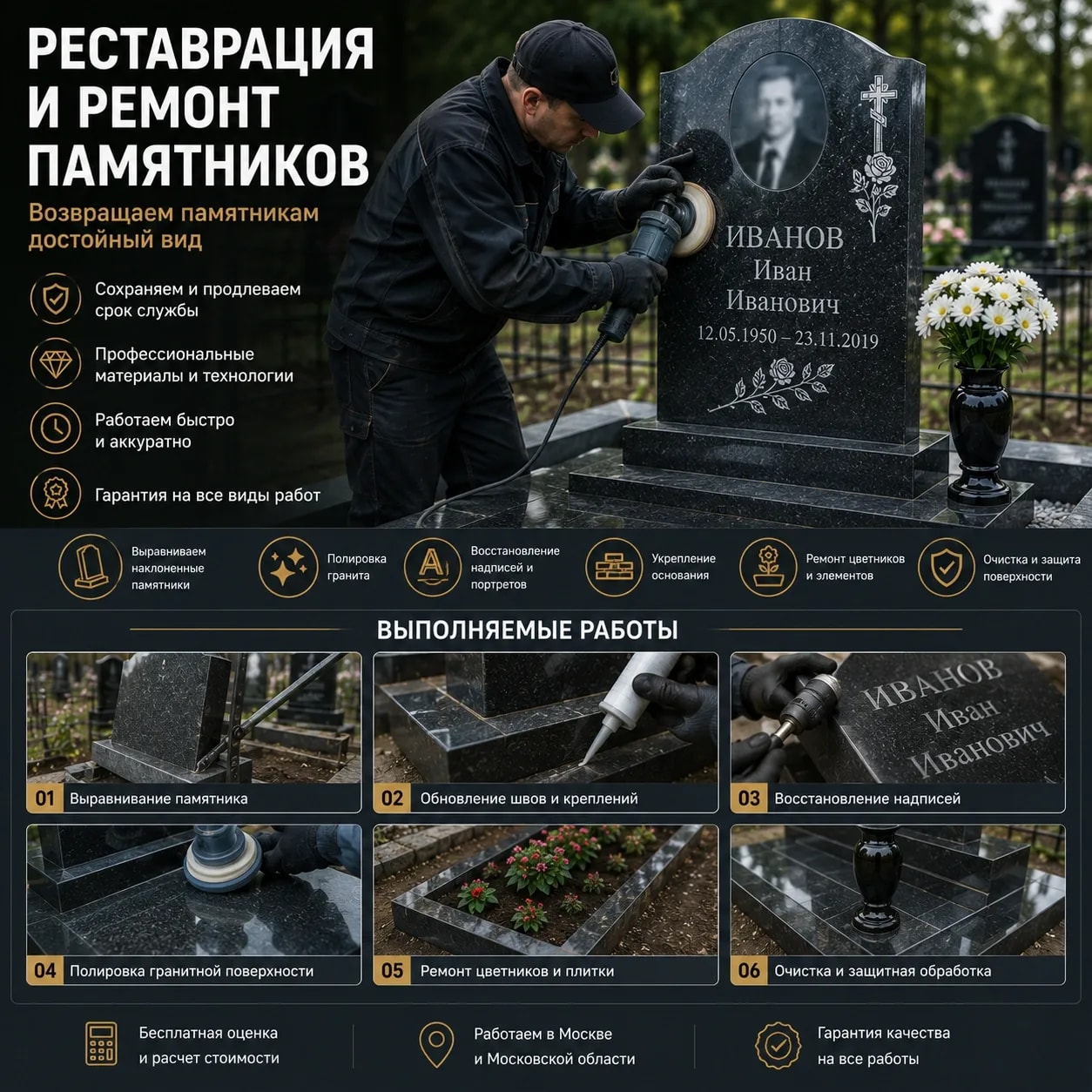 Реставрация и ремонт памятников